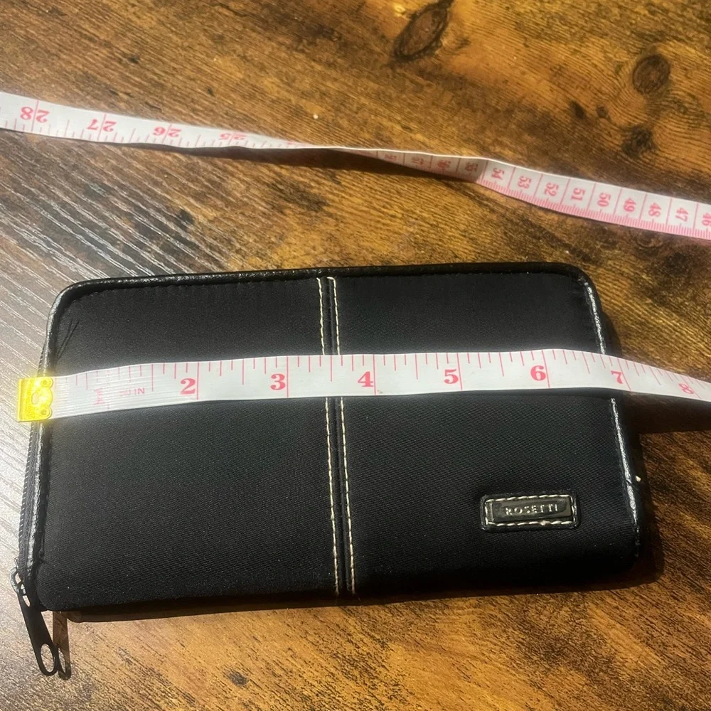 Rosetti Black Fabric Wallet with numerous pockets zipper closure